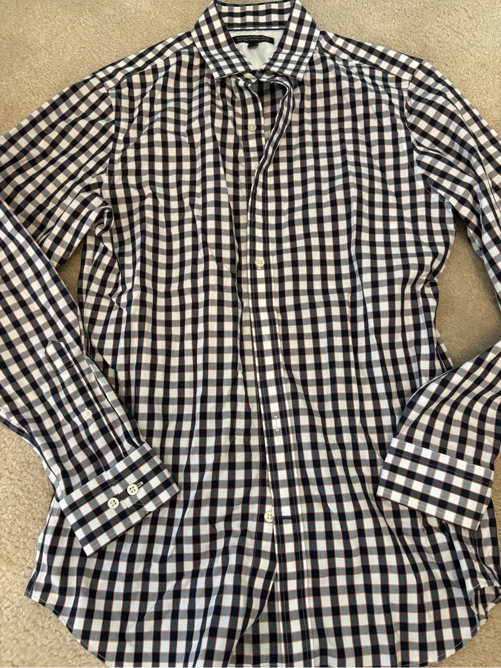 Banana Republic Black and White Gingham Dress Shirt